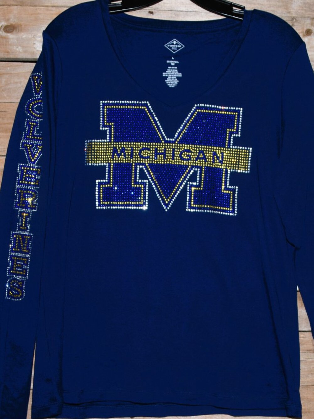Michigan Long Sleeved Shirt with Wolverines on Sleeve XS S M L XL XXL 1X…